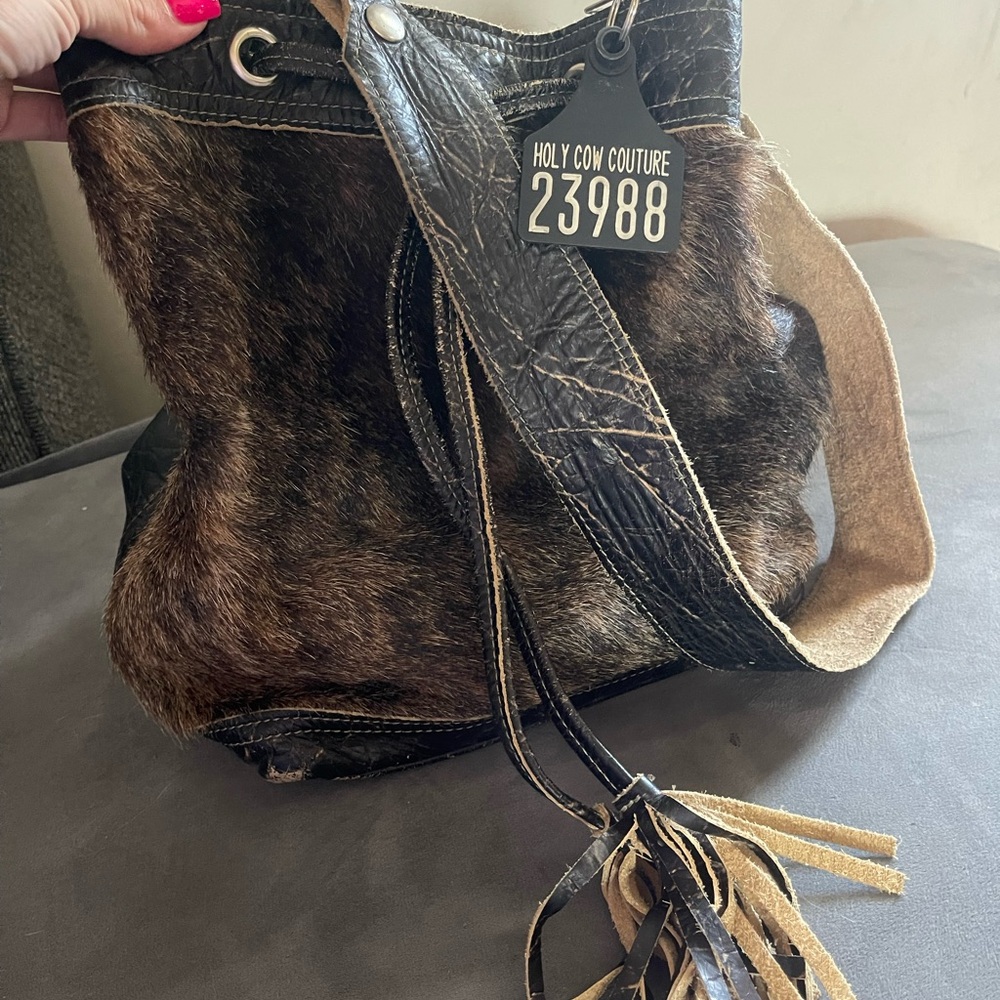 Holy Cow Couture large bucket bag.